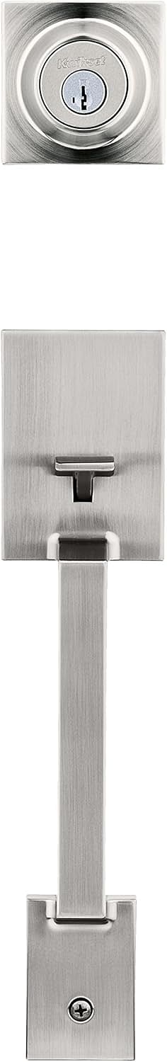 Kwikset 96870-145 Amador 687Amd single Cylinder Handleset Featuring Smartkey In Exterior Only Satin Nickel