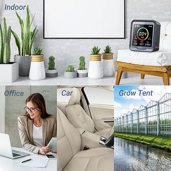 INKBIRDPLUS 6-in-1 Indoor Air Quality Monitor, Detects CO2, PM2.5, PM10, AQI, Temperature and Humidity with Alarm, for Rooms, Cellars, Grow Tents, Offices, etc. (PTH-9A)