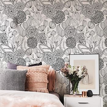 NuWallpaper NUS3501 Black Secret Garden Wallpaper