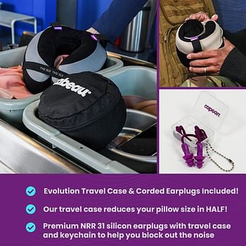 Cabeau The Neck's Evolution, TNE S3 Travel Neck Pillow Memory Foam Airplane Pillow. Neck Pillow with Attachment Straps - 360 Degree Support for Travel, Home, Office, & Gaming - Amsterdam