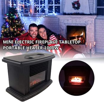 NANANA 1000w Residential Use Steel Overheat Protect, Realistic Log Flame Stove Portable Space Heater Freestanding Electric Fireplace (22x15x12cm)