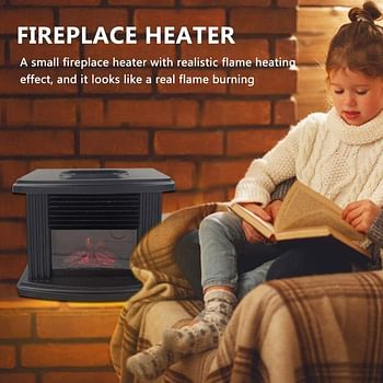 NANANA 1000w Residential Use Steel Overheat Protect, Realistic Log Flame Stove Portable Space Heater Freestanding Electric Fireplace (22x15x12cm)