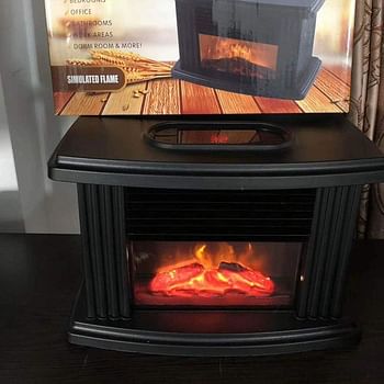 NANANA 1000w Residential Use Steel Overheat Protect, Realistic Log Flame Stove Portable Space Heater Freestanding Electric Fireplace (22x15x12cm)