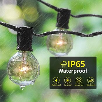 Outdoor Solar String Lights, 48ft/15m, 18 Pcs Solid Weatherproof LED Glass Bulbs with 4 Lighting Modes, Solar or USB Charging Powered, Fairy Light for Indoor and Outdoor Decoration. IDEER LIFE