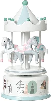 RUYU Carousel Music Box for Children, Wooden Merry-Go-Round Horse Musical Box with 3 Horses,Wood Crafts Birthday Home Decor for Christmas Wedding Birthday Gift, Shop Display Home Decor 7 x 3.5 inch