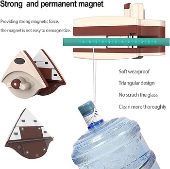 KASTWAVE Window Cleaner Tool, Magnetic Window Cleaner Brush Double Sided, Five-Gear Adjustable Outside Window Cleaner Home Glass Wiper for High Windows Thickness 0.2"-1" Shower Window Squeegee 106 Pcs