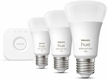 Philips Hue White & Colour Ambiance Smart LED Light - Starter Kit (3 Bulbs & Bridge), Bluetooth & Zigbee compatible, Works with Apple Homekit, Siri, Alexa, Google Assistant and Many More