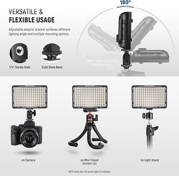 Neewer 176-LED Dimmable Light Panel with 2 x 2600 mAh Lithium Battery, Dual USB Battery Charger for Canon Nikon Digital SLR etc. for Video Recording in Photo Studio