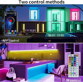 JESLED LED Light Strip, JESLED 5M Bluetooth RGB LED Strip Lights Kit with Remote, Sync to Music, App Controlled Color Changing SMD 5050 Rope Light for Kitchen Room Party Home DIY Decoration