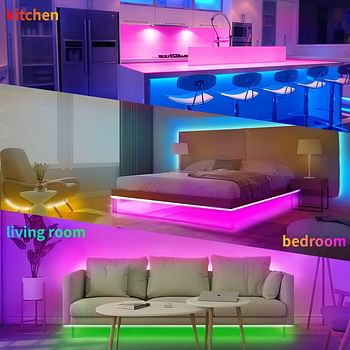 JESLED LED Light Strip, JESLED 5M Bluetooth RGB LED Strip Lights Kit with Remote, Sync to Music, App Controlled Color Changing SMD 5050 Rope Light for Kitchen Room Party Home DIY Decoration