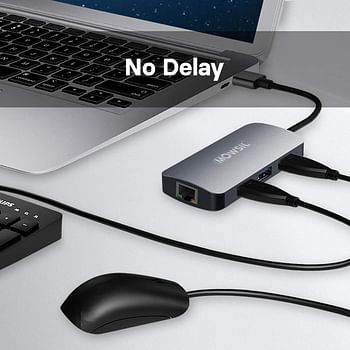 Mowsil USB C Hub 6-in-1 Type C to HDMI, RJ45 GIGA, PD(TYPE-C), 3XUSB 3.0. Compatible for MacBook Pro/Air XPS and More USB C Devices