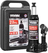 Torin Welded Hydraulic Car Bottle Jack for Auto Repair and House Lift, 2 Ton, with Case