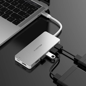 LENTION USB C Hub with 3-Slot Card Reader, 4K HDMI, USB 3.0, USB 2.0, Type C Data/Charging Compatible 2023-2016 MacBook Pro, New Mac Air/Surface, Stable Driver Adapter (CB-C19, Silver)