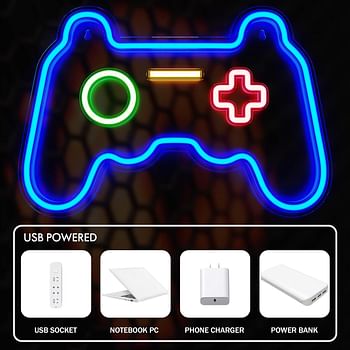 Game Neon Sign (16 x 11inch), Acrylic Board Led Neon Light Gamepad Controller Neon Signs Gaming Wall, Hanging Neon Light for Bedroom Children Game Room Interior Decoration