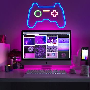 Game Neon Sign (16 x 11inch), Acrylic Board Led Neon Light Gamepad Controller Neon Signs Gaming Wall, Hanging Neon Light for Bedroom Children Game Room Interior Decoration