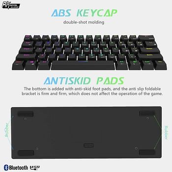 RK Royal Kludge RK61 RGB Mechanical Keyboard Tri-Mode Brown Switch - Black