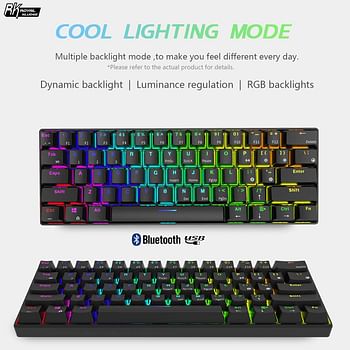 RK Royal Kludge RK61 RGB Mechanical Keyboard Tri-Mode Brown Switch - Black