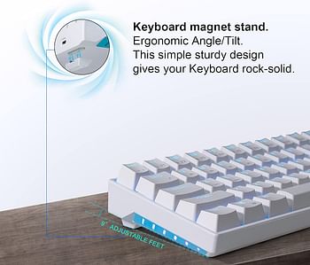 RK ROYAL KLUDGE Rk71 Mechanical Keyboard 70% Compact Bluetooth 71 Keys,Tenkeyless USb Wired/Wireless Portable Gaming/Office With Stand-Alone Arrow Keys For Windows Macos (Blue Switch-White)