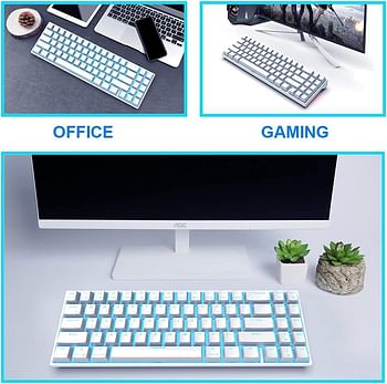 RK ROYAL KLUDGE Rk71 Mechanical Keyboard 70% Compact Bluetooth 71 Keys,Tenkeyless USb Wired/Wireless Portable Gaming/Office With Stand-Alone Arrow Keys For Windows Macos (Blue Switch-White)