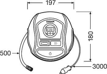 OSRAM TYREinflate 450, digital tire inflator, Auto-stop, Memory, LED light, Backlit Display, portable air compressor cars, small vans, Max 100 PSI /5.5 BAR, air pump inflates tires in 2.5 min