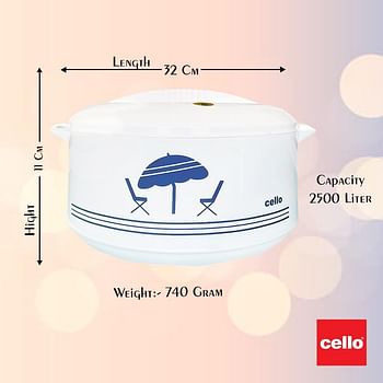 Cello Chef Deluxe Hot-Pot Insulated Casserole Food Warmer/Cooler, 2.5-Liter, Stainless Steel - White