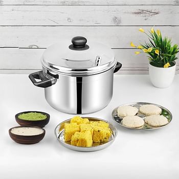 Vinod Stainless Steel Multipurpose Pot Large - 4 Idly / 4 Dhokla Stand, Vic003, Idli Cooker, Idli Maker, Idli Steamer