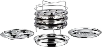 Vinod Stainless Steel Multipurpose Pot Large - 4 Idly / 4 Dhokla Stand, Vic003, Idli Cooker, Idli Maker, Idli Steamer