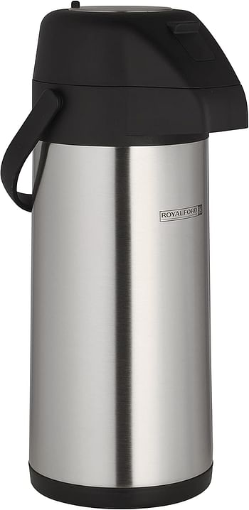 RoyalFord Airpot Flask, Double Wall Vacuum Insulation, 3000Ml, Rf10531 Durable Stainless Steel Inner Pot Portable & Leak Resistant Perfect For Camping, Hiking Etc, MULTICOLOR