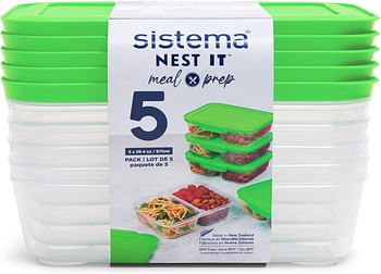 Sistema Container, Green, Clear, 5 x 870 ml, 59165