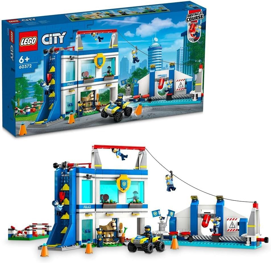 LEGO 60372 City Police Training Academy Station Playset with Obstacle Course, Horse Figure, Quad Bike Toy and 6 Officer Minifigures for Kids, Boys & Girls Aged 6 Plus