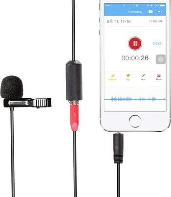 Saramonic Lavalier Clip-On Microphone for Smartphone with 4M Extension Cable Professional Video (SR-LMX1+)