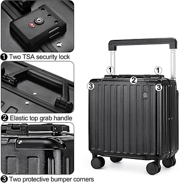 Somago Carry-On Luggage 18-Inch Hardside Spinner Lightweight Suitcase with TSA Lock, Black, carry-on 18-inch, Hardside Luggage With Spinner Wheels