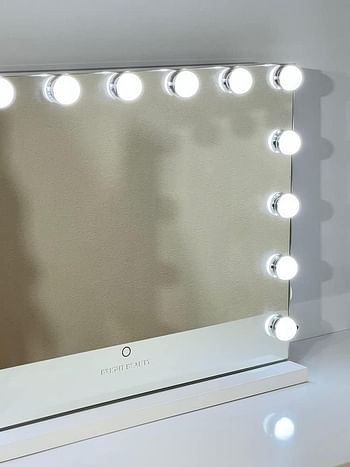 Bright Beauty Vanity - Namira - Hollywood Mirror - Make-up Mirror - Make-up Mirror with Lighting - Professional Cosmetic Mirror - Three Light Modes - Dimmable - 58 cm x 46 cm (White)