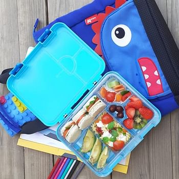 Eazy Kids Bento Boxes Wt Insulated Lunch Bag Combo- Dino Blue