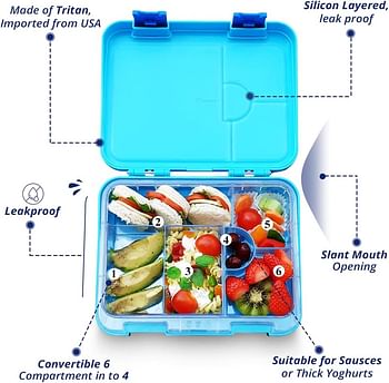 Eazy Kids Bento Boxes Wt Insulated Lunch Bag Combo- Dino Blue