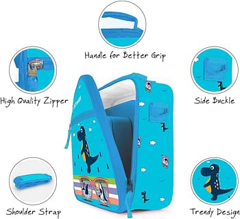 Eazy Kids Bento Boxes Wt Insulated Lunch Bag Combo- Dino Blue