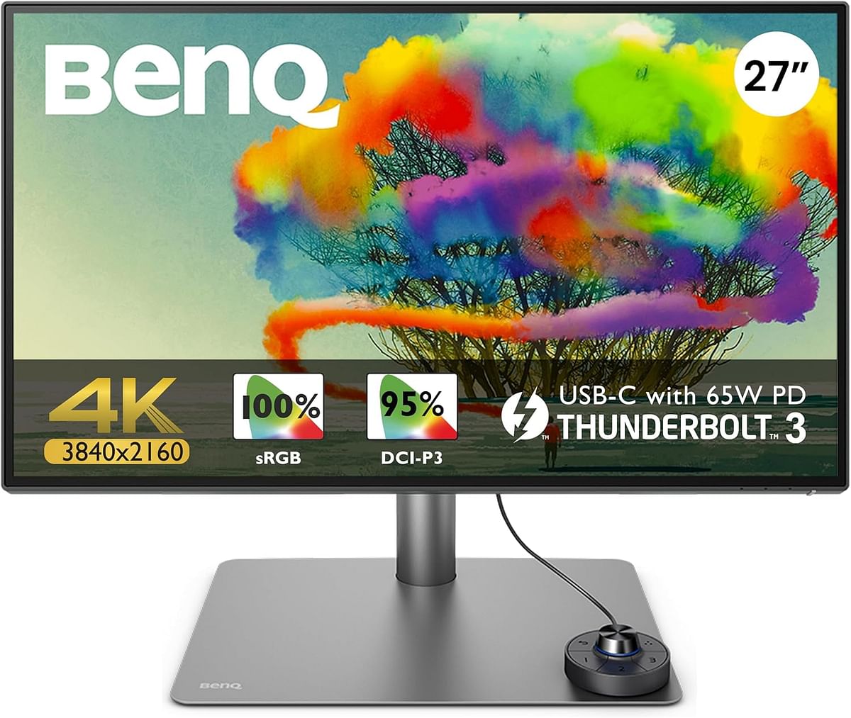 BenQ PD2725U 27 Inch 4K HDR Monitor for Mac/Designers, 3840 x 2160 UHD, IPS, Thunderbolt 3, USB-C(65W), Rec.709, sRGB, Display P3,DCI P3, CAD/CAM, Factory Calibrated, AQCOLOR, USB Hub, KVM, ICC Sync