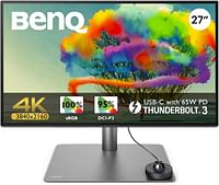 BenQ PD2725U 27 Inch 4K HDR Monitor for Mac/Designers, 3840 x 2160 UHD, IPS, Thunderbolt 3, USB-C(65W), Rec.709, sRGB, Display P3,DCI P3, CAD/CAM, Factory Calibrated, AQCOLOR, USB Hub, KVM, ICC Sync