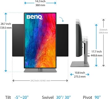 BenQ PD2725U 27 Inch 4K HDR Monitor for Mac/Designers, 3840 x 2160 UHD, IPS, Thunderbolt 3, USB-C(65W), Rec.709, sRGB, Display P3,DCI P3, CAD/CAM, Factory Calibrated, AQCOLOR, USB Hub, KVM, ICC Sync