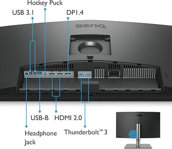 BenQ PD2725U 27 Inch 4K HDR Monitor for Mac/Designers, 3840 x 2160 UHD, IPS, Thunderbolt 3, USB-C(65W), Rec.709, sRGB, Display P3,DCI P3, CAD/CAM, Factory Calibrated, AQCOLOR, USB Hub, KVM, ICC Sync