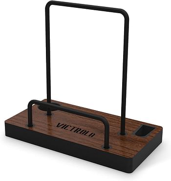 Victrola 'The Kit' - A Vinyl Record Cleaning Kit, Doubles as a Record Stand, Includes Anti-Static Brush, Cleaning Solution, Cloth, Espresso Wood Finish Stand with Smart Black Metal Accents