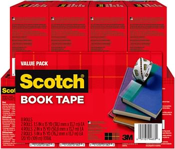 Scotch Book Tape Value Pack, Excellent for Repairing, Reinforcing Protecting, and Covering (845-VP)