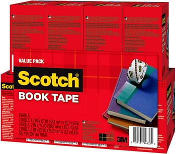 Scotch Book Tape Value Pack, Excellent for Repairing, Reinforcing Protecting, and Covering (845-VP)