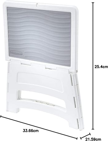 Rubbermaid RM-PL1W Folding 1-Step Plastic Stool, 300-pound Capacity, White