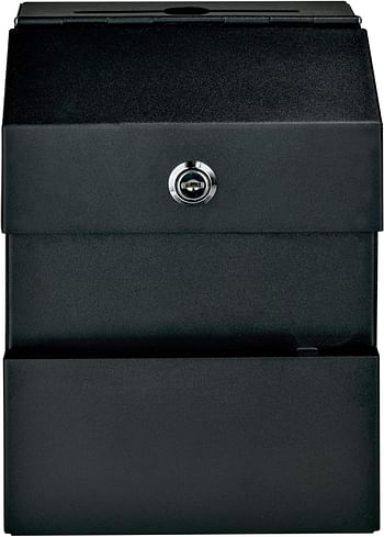 Mail Boss Comment Boss 8100 Locking Steel Suggestion Box - Key Drop Box - Collection Box - Donation Box - Ballot Box - with 25 Suggestion Cards (Black)