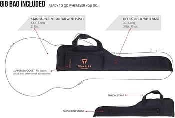 Traveler Guitar Ultra-Light Solid-Body Electric Guitar (ULES BKGMP)