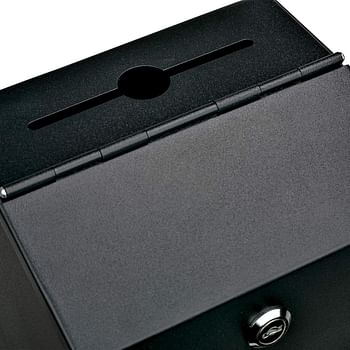 Mail Boss Comment Boss 8100 Locking Steel Suggestion Box - Key Drop Box - Collection Box - Donation Box - Ballot Box - with 25 Suggestion Cards (Black)