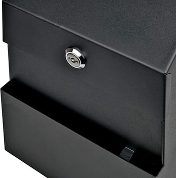 Mail Boss Comment Boss 8100 Locking Steel Suggestion Box - Key Drop Box - Collection Box - Donation Box - Ballot Box - with 25 Suggestion Cards (Black)