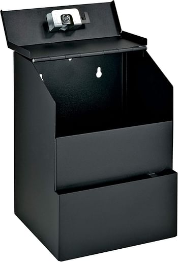 Mail Boss Comment Boss 8100 Locking Steel Suggestion Box - Key Drop Box - Collection Box - Donation Box - Ballot Box - with 25 Suggestion Cards (Black)