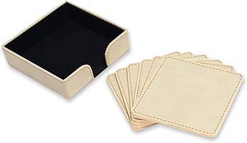 FIS® Executive Desk Set, Italian PU Materials, Set of 9 Pieces, Cream Color, Pack in Gift Box-FSDS172CR